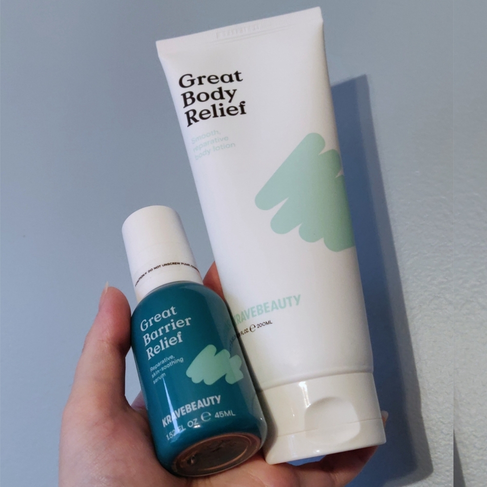 Krave Beauty Great Barrier Relief Serum, Great Body Relief Lotion